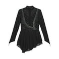 thumbnail image 5 of iiniim Kids Girls Glittery Rhinestones Mesh Splice Figure Ice Skating Gymnastics Leotard Dress Dancewear Black 8, 5 of 7