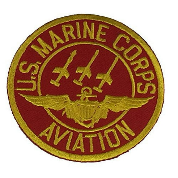 MARINE CORPS AVIATION W/ WINGS Round Patch - Vivid Colors - Veteran Owned Business.