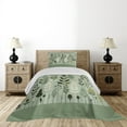 thumbnail image 3 of Ambesonne Monstera Quilted Coverlet 2 Pcs, Scandinavian Botanical Art, Twin Size, Pale Green Coconut Fawn, 3 of 4