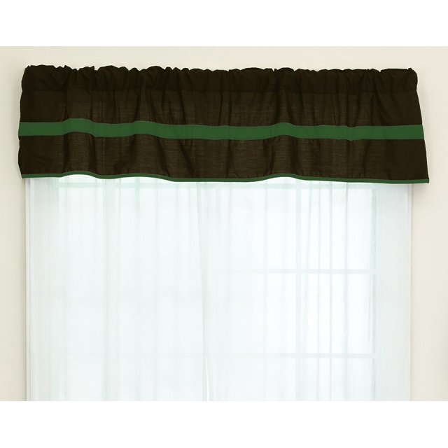 Baby Doll Bedding Solid Stripe Window Valance, Brown/Green
