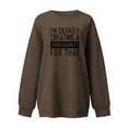 thumbnail image 3 of Fiaer Womens Sweatshirts Crew Neck Long Sleeve Pullover Letter Graphic Plus Size Loose Fit Fashion Comfort Tops Coffee S, 3 of 3
