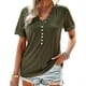 thumbnail image 1 of Camiseta de manga corta con cuello en V para mujer, camiseta informal holgada de verano con borde de encaje, 1 of 8