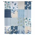 thumbnail image 2 of Blue Floral Sheer Curtains 54 Inches Long, Spring Flowers Plants Patchwork Grid Bohemia Light Filering Curtains, Breathable Simi Curtain Privacy Drapes for Kitchen Bathroom Small Window Treatment, 2 of 9