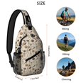 thumbnail image 5 of Sling Backpack,Beige Halloween Skull Pumpkin Cat Pattern Sling Bag with Water Bottle Holder,Waterproof Sling Bag for Men/Women with Headphone Jack for Hiking,Travel, 5 of 5