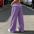 thumbnail image 6 of Ozmmyan Womens Wide Leg Sweatpants for Womens High Elastic Waist Ruffle Lace Trim Casual Lounge Pants with Pockets, 6 of 7