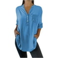 thumbnail image 3 of Wlynlyn Womens Plus Size Tunic or Tops to Wear with Leggings Long Sleeve Shirts Button V Neck Dressy Casual Blouses, 3 of 8