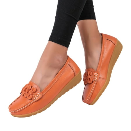 Oyedens Women s Slip on Loafers Comfort Casual Leather Wedge Walking Boat Shoes Travel Work Shoes