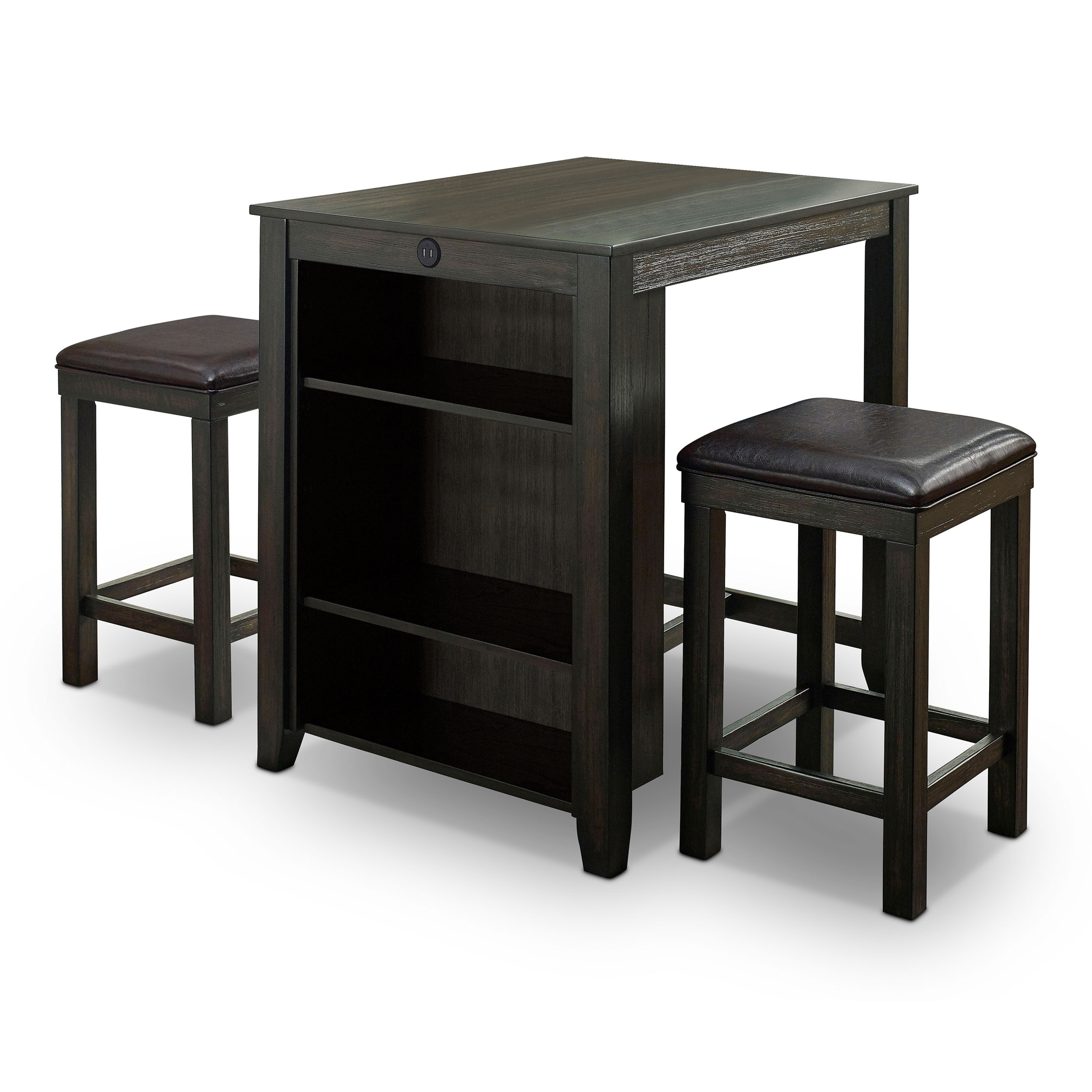 Furniture of America Maran 3-Piece Counter Height Dining Set, Walnut