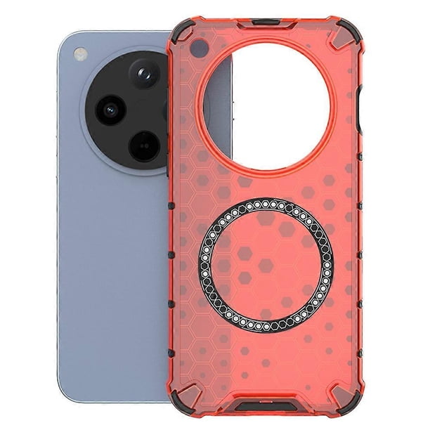 For Oppo Find X8 5G Case Compatible with MagSafe Honeycomb Design TPU PC Phone Cover - Grey