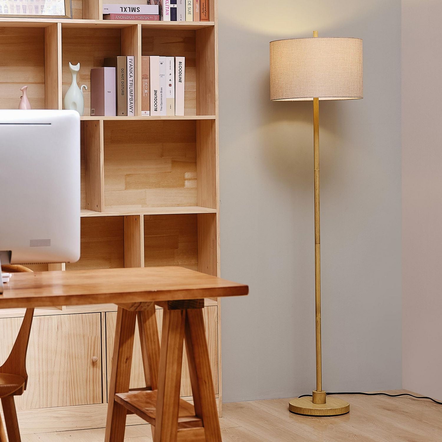 Cove 62" Light Faux Wood Floor Lamp with Jute Shade