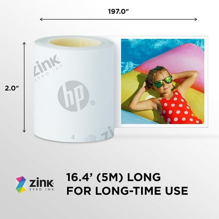 HP Sprocket Panorama 16.4' (5 Meter) Zink Paper Roll, Sticky Backed Photo Paper Roll - White