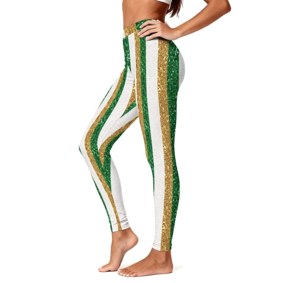 Vekome Leggings for Women Plus Size St Patricks Day High Waisted Yoga Pants Seamless Striped Lightweight Running Tights White L