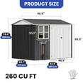 thumbnail image 3 of ModFusion 8x6 ft Storage Shed with Large Window, Lock, Galvanized Metal, Shutter Vents, Garden Tools Bike Storage Pool Supplies Organizer, Dark Gray and White, 3 of 10