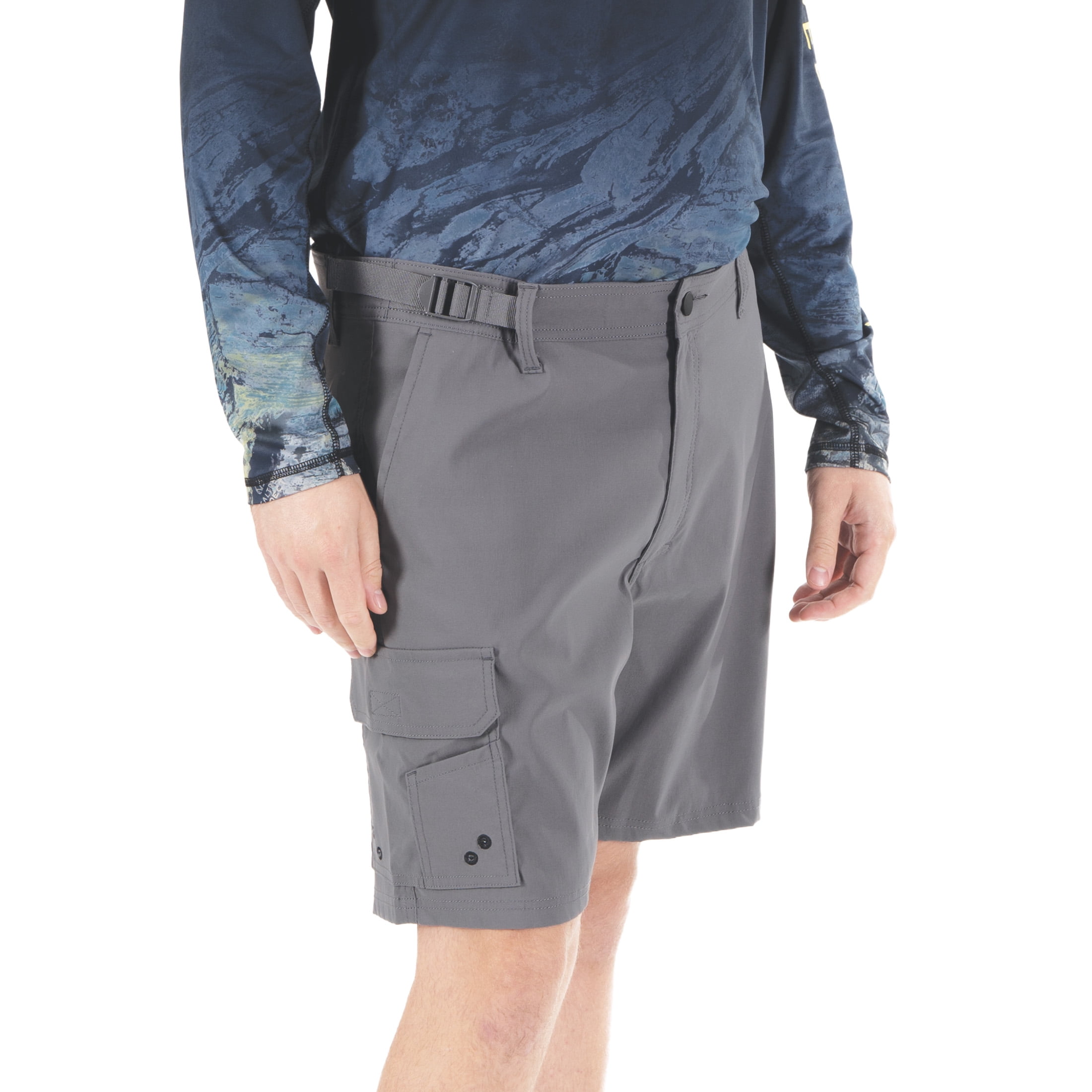Men's Realtree Hybrid Fishing Shorts, Grey Pebble, XL