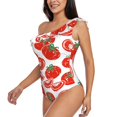thumbnail image 3 of Yiaed Hand Drawn Tomatoes Print Women One Piece Swimsuits Tummy Control One Shoulder Bathing Suits Pattern Ruffle Swimwear-Medium, 3 of 8