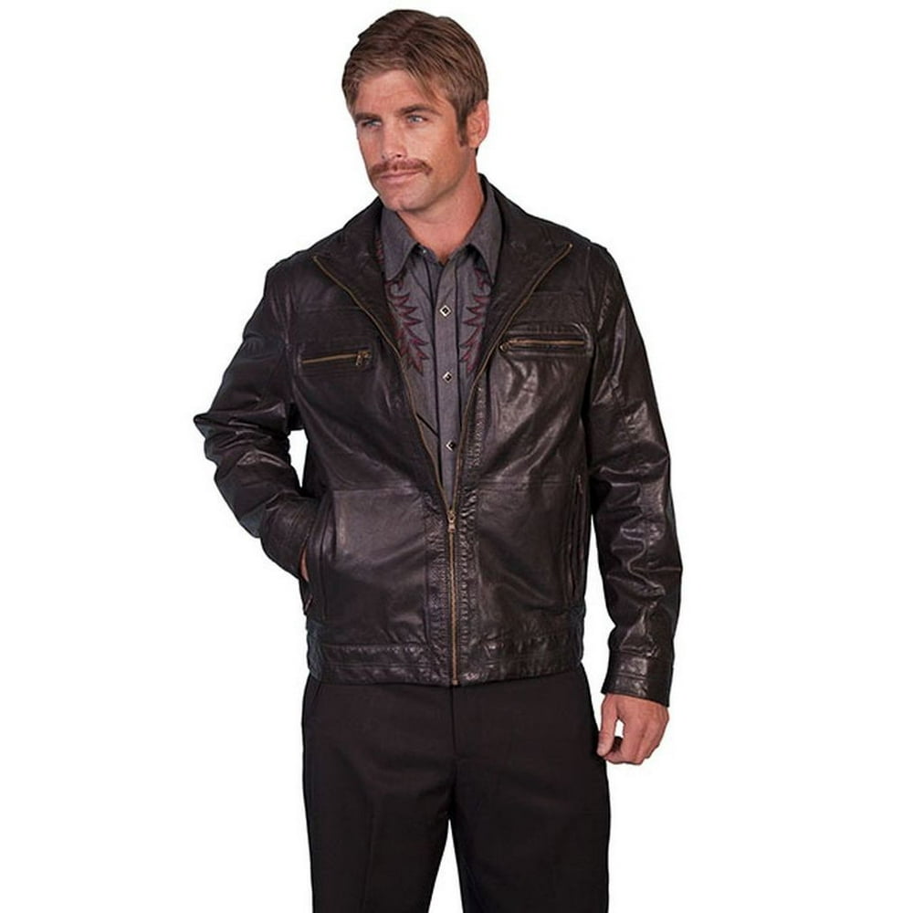Scully Leather - Scully Western Jacket Mens Lambskin Leather Zip Brown ...