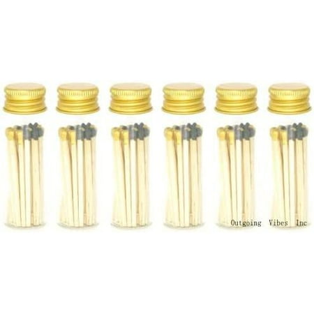 

Great Gatsby Blend Tip Decorative Matches | 120 Small Premium Wooden Safety Matches | 6 Jars Of 20 Matches Each With Gold Lid And Striker On Bottom | Home Decor