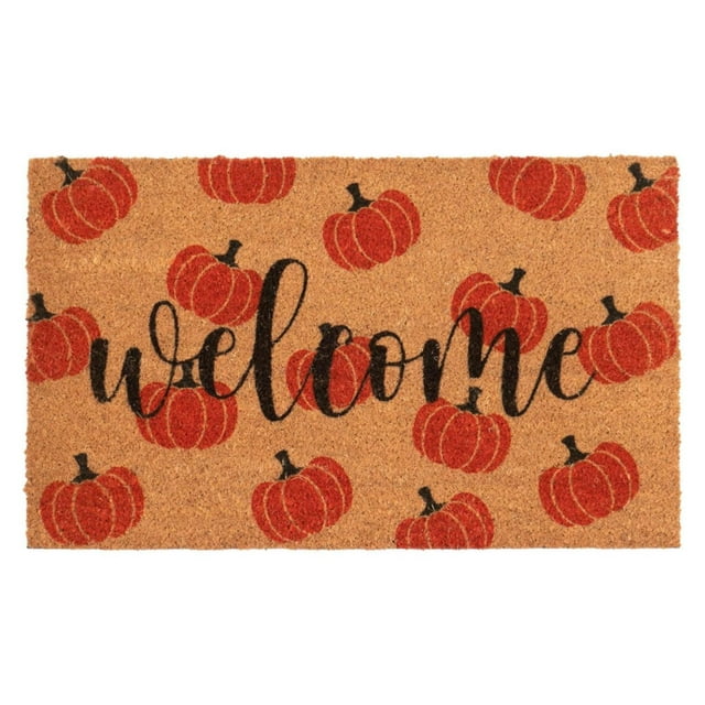 Fall Welcome Doormat Pumpkin Doormat Natural Coconut Coir Mat Non Slip Front Door Rug For Holiday Decoration Entrance Porch Outdoor
