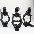 thumbnail image 4 of Thinking Skeleton Statue Resin Skull Figurine, Gothic Halloween Skeleton Decor for Desk, Bookshelf, Tabletop, Home, Office, Halloween Party Decoration, 4 of 5