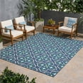 thumbnail image 1 of Noble House Camelia 7' 10" x 10' Outdoor Medallion Area Rug in Blue and Green, 1 of 5