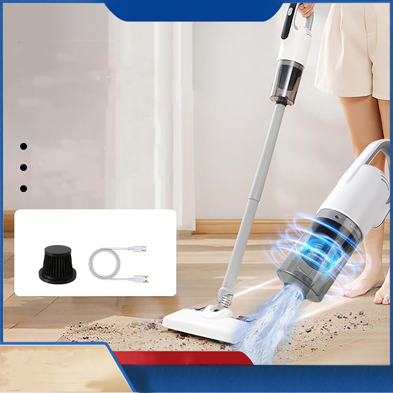Fnyoxu Cordless Wet Dry Handheld Vacuum Cleaner - 3-in-1 Mop Combo with 8500Pa Suction, 300ml Water Tank & 1800mAh Battery for Hard Floors and Carpets