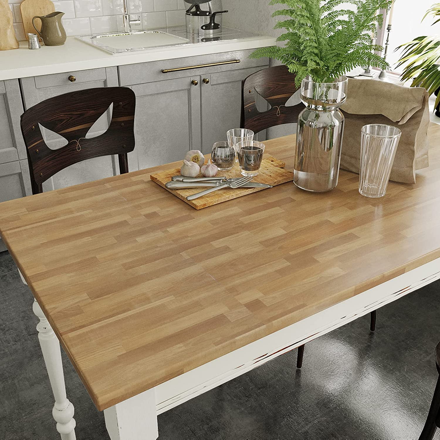 VEELIKE 15.7''x354'' Butcher Block Contact Paper Wood Peel and Stick Wallpaper Wood Grain Contact Paper for Cabinets Countertops Waterproof Self Adhesive Wood Vinyl Film for Kitchen Table Shelf Liner