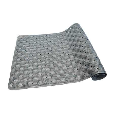 Bathtub Mat Non Slip with Suction Cups 15"x27" - Anti-Slip Shower Mat for Kids, Toddlers, and Seniors - Machine Washable Bath Tub Mat with Multiple Drainage Holes (Platinum)