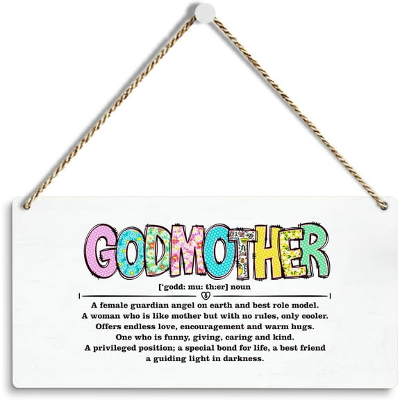 6x12 Inch Mothers Day Gift For Godmother, Godmother Signs For Home Door Decorations Wall Hanging Decor, Godmother Mother Day Birthday Gifts Ideas, God Mother Gifts For Aunt From Godchild