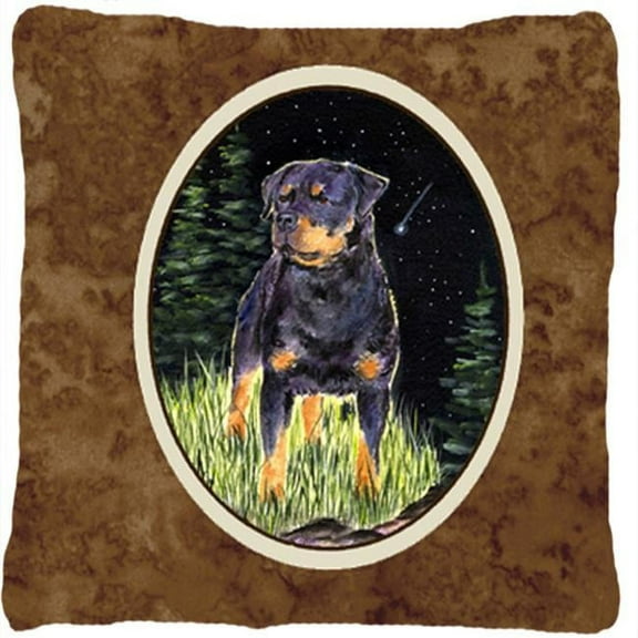 Starry Night Rottweiler Decorative Indoor & Outdoor Fabric Pillow - 14 x 14 in.