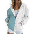 thumbnail image 1 of Timegard Zip up Hoodies for Women Long Sleeve Color Block Sweatshirts Fall Winter Loose Comfy Jacket, 1 of 5