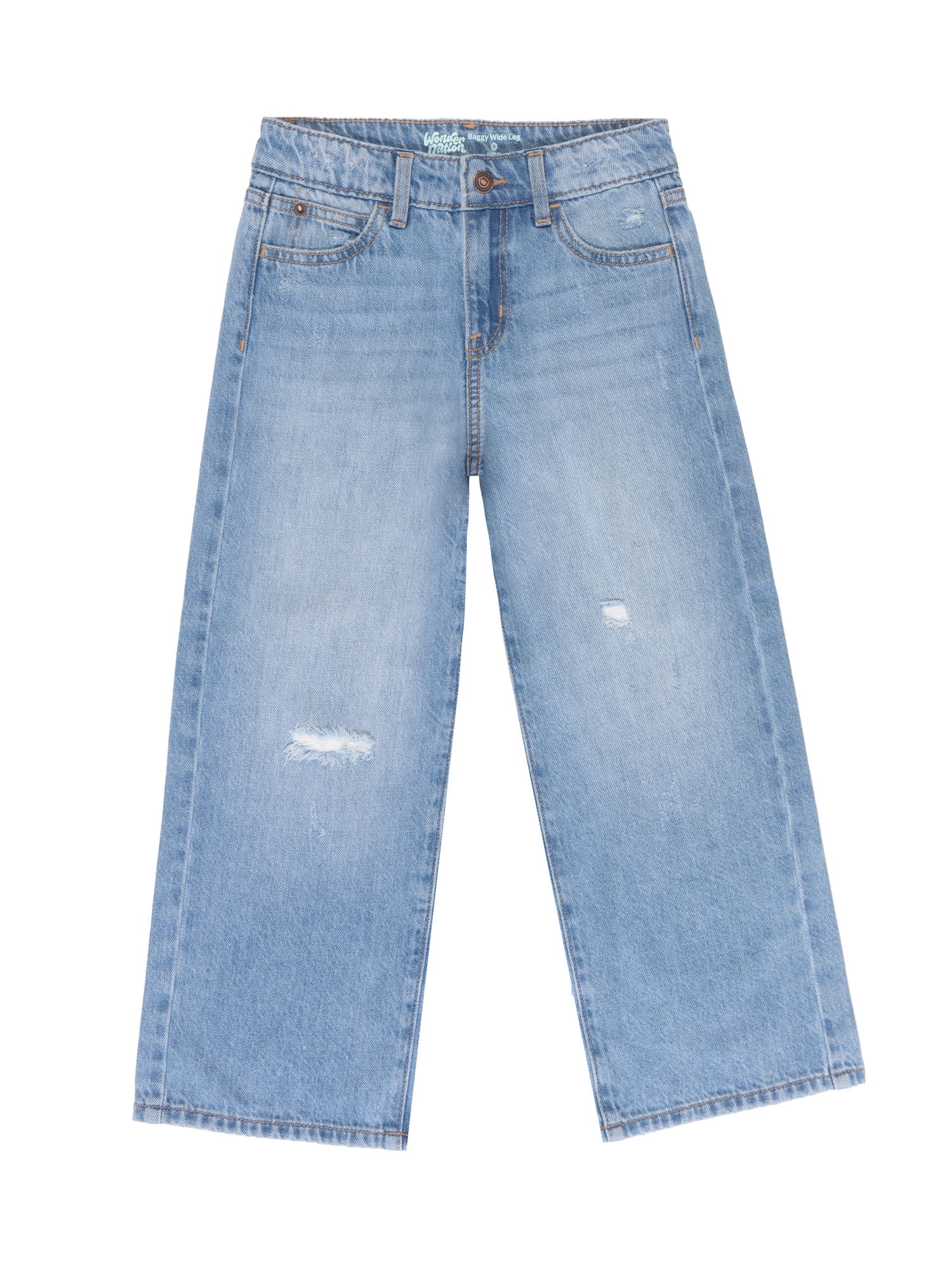 Wonder Nation Girls Baggy Wide Leg Jean, Sizes 5-18
