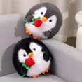 thumbnail image 1 of Peluche de pingüino redondo esponjoso, muñeco de peluche, Animal, pareja, pingüino, sujeción, rosa, abrazo, almohada para dormir, regalos creativos de cumpleaños2238, 1 of 5