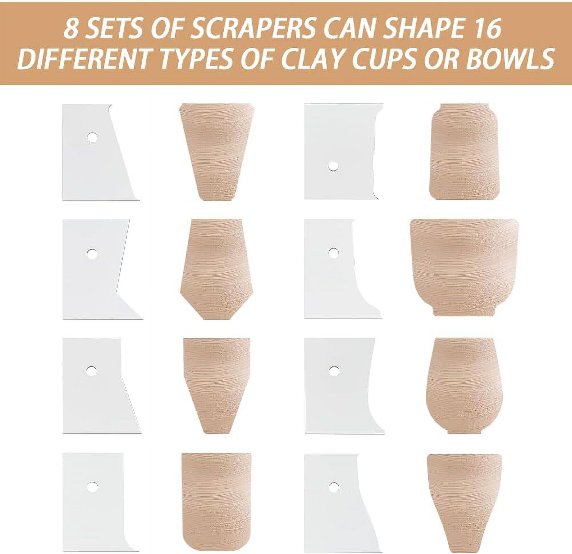 8Pcs Profile Rib Bundle Pottery Shaper Tool Set for Ceramic Cups Bowl DIY Craft Making (Equipped with 2Pcs Clay Sculpture Needle Tool 3Pcs Oval DIY Silicone Molds 5pcs Clay Knife Tools)