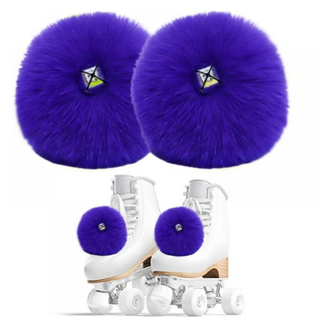 2 Pieces Roller Skate Pom Poms with Jingle Bells for Women Girls
