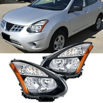 Nilight Headlight Assembly Compatible with 2008 2009 2010 2011 2012 2013 Nissan Rogue 2014 2015 Select Headlamps Replacement Black Housing Amber Reflector Driver and Passenger Side