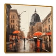 thumbnail image 2 of Designart "Rainy City Views Kansas City Scenes" Cityscapes Framed Wall Art - Modern Orange Kansas City Entryway Framed Wall Art, 2 of 6