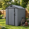 thumbnail image 4 of Single Door 6x4 FT,Small Resin Storage Shed With Floor - Outdoor Plastic Garden Tool Shed With Lockable Door And Window, 4 of 4