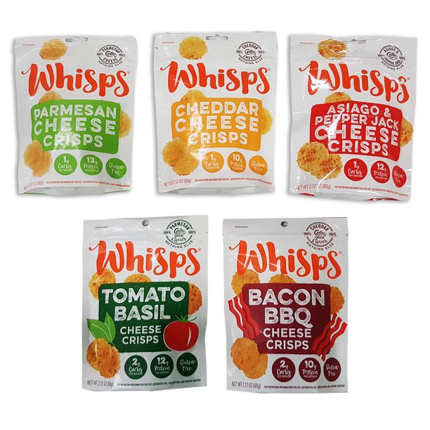 Cello Whisps Cheese Crisps Variety 5 Pack, KetoFriendly, High Protein