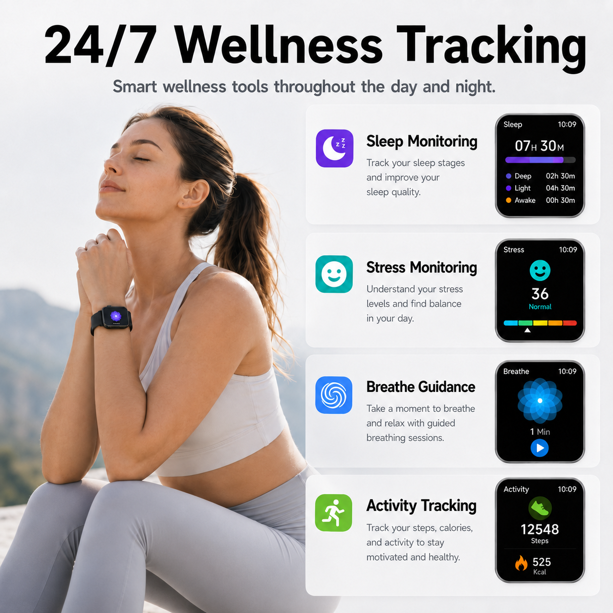 Btootos Smart Watch 1.96-inch HD Fitness Tracker, Black photo 6