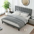 thumbnail image 2 of Costway King Size Bed Frame Modern Linen Fabric Upholstered Platform Bed with Headboard, 2 of 10