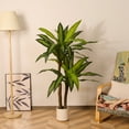 thumbnail image 4 of 5ft Artificial Dracaena Tree in White Planter, Fake Tropical Yucca Floor Plant, Faux Tree for Home Office Living Room Decor Indoor Perfect Housewarming Gift, 4 of 7