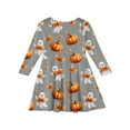 thumbnail image 4 of Abcomgle Girls Long Sleeve Dresses 10-12 Ghost Pumpkin Bownot Halloween Dresses for Girls Cute A-Line Long Sleeve T Shirt Dresses for Girls Funny Crewneck Swing Dress Outfits,3-4 Years, 4 of 5