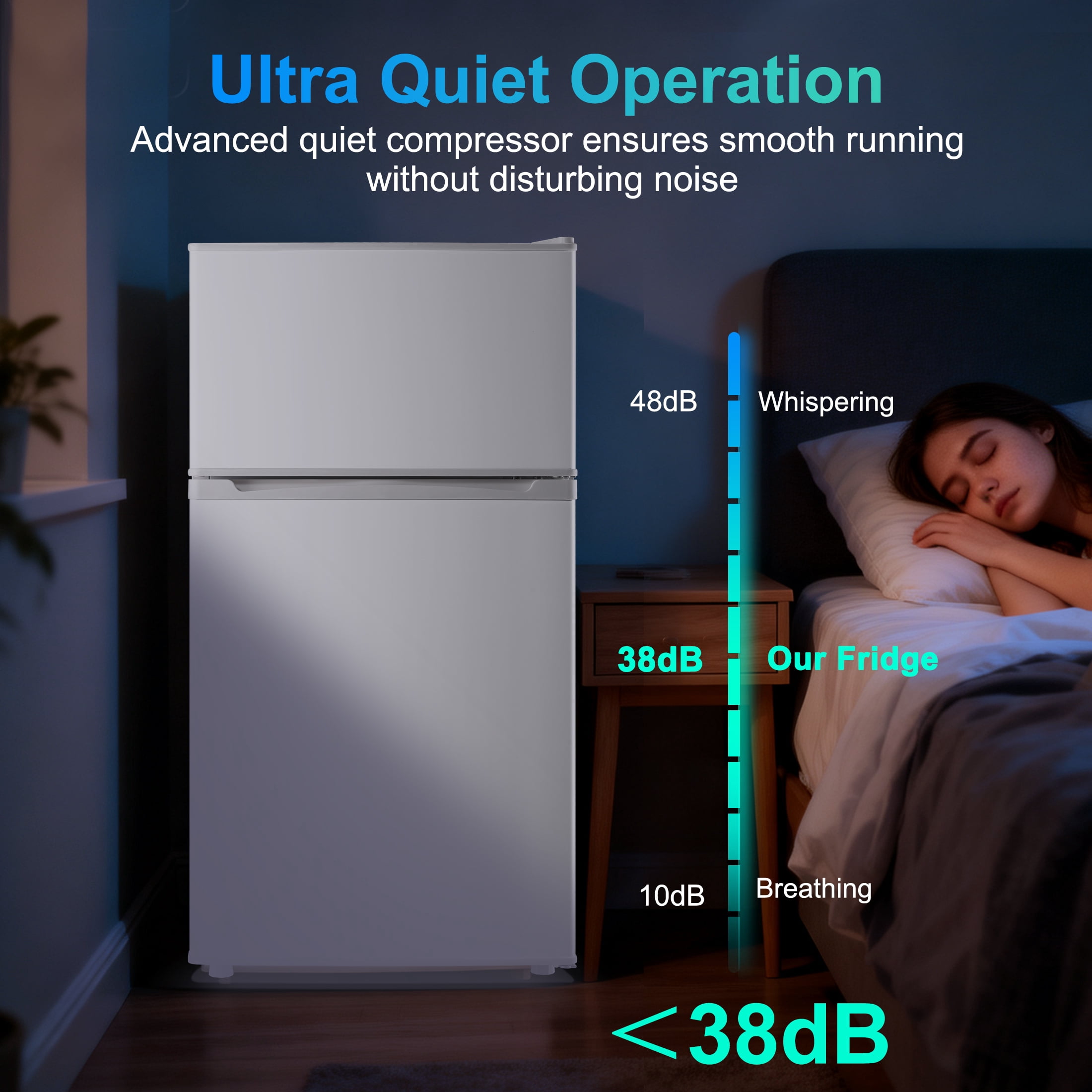 3.5 Cu ft Two Door Mini Fridge with Freezer,Apartment Size Refrigerator, White,New