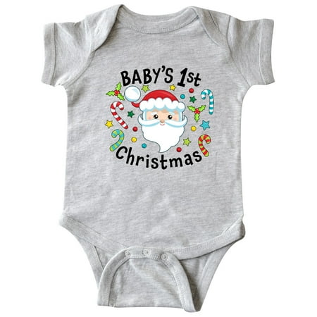 

Inktastic Baby s 1st Christmas Santa with Candy Canes Gift Baby Boy or Baby Girl Bodysuit