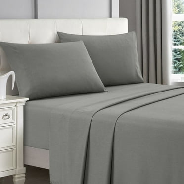 Lanco Premium 4 Piece Sheet Set, Bed Size: King, Bamboo Cooling, Solid Color, Dark Grey, Set Includes: (1) Flat Sheet, (1) Fitted Sheet, (2) Pillow Case