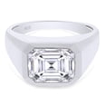 thumbnail image 3 of 3 1/4 Carat 10x8MM Emerald Cut Lab Created Moissanite Diamond Signet Wedding Band Ring For Men In 14K White Gold Over Sterling Silver (G-H Color,VVS1 Clarity,3.25 Ctw)-7.5, 3 of 7