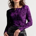 thumbnail image 2 of Jinhomg Women's Party Velvet Top Dressy Casual Solid Irregular V Neck Blouse Slim Fit Comfy Long Sleeve Work Shirts Elegant Pullovers Purple XXL, 2 of 4