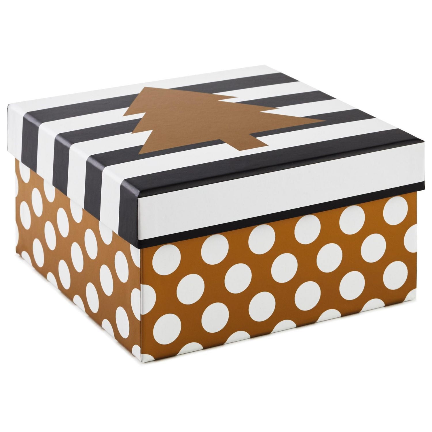 Hallmark Gold Tree on Stripes 7.2" Small Square Christmas Gift Box