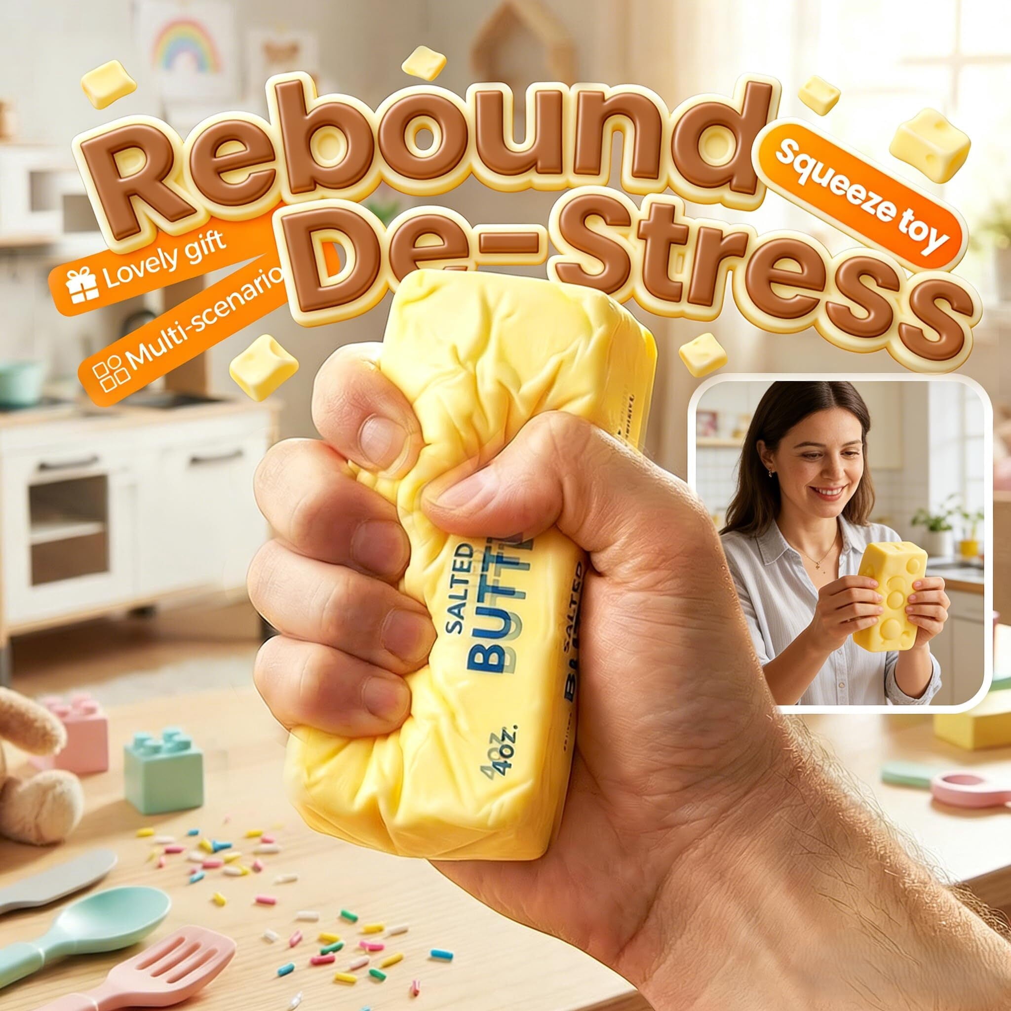 Butter Squishy, 2026 New 5.51x1.57inch Slow Rising Sensory Relaxation Tool, Premium Stress Relief Ball for Anxiety Relief, Party Favors & Office Daily Use