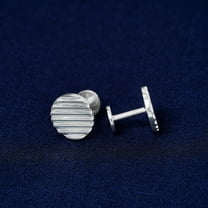 LavaJewelry, Striped Circlet Cufflinks Cufflinks, 925 Sterling Silver, Silver Cufflinks for Man